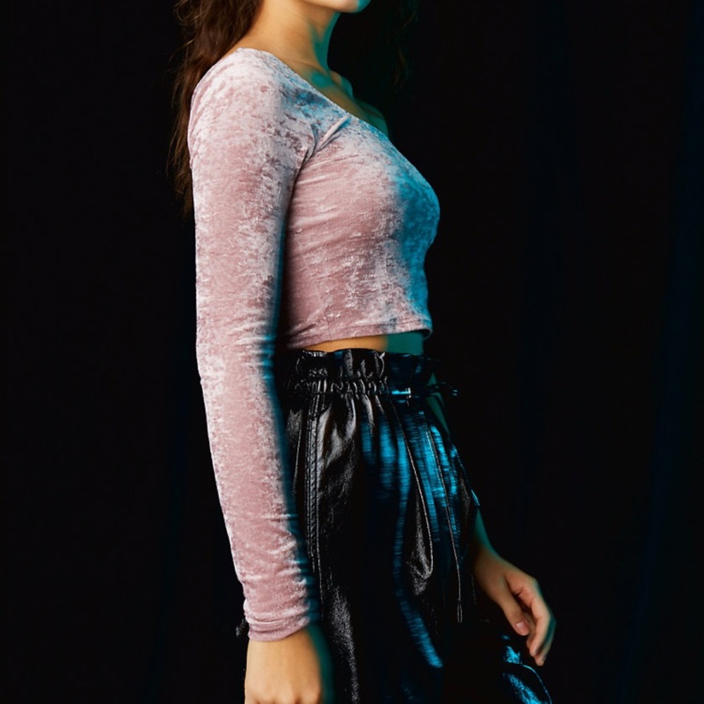 ARITZIA TNA HOLLYWOOD velvet shirt Mauve - Picture 4 of 6